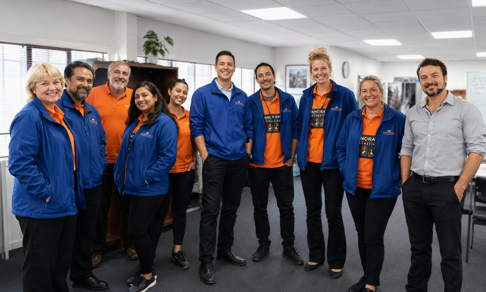 Panorama sales team in the office